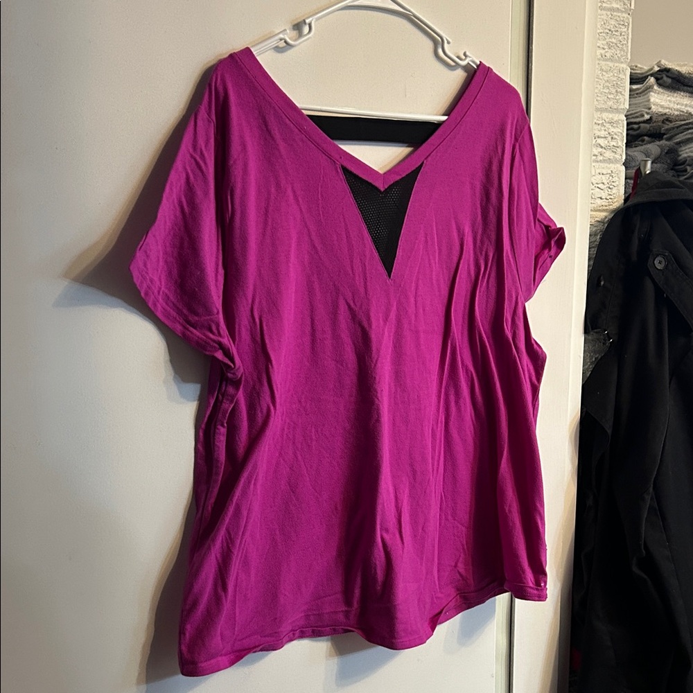 Livi Active Pink Flutter Sleeve Asymmetrical Blouse